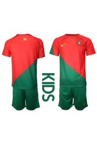 Portugali Jalkapallovaatteet Lasten Kotipeliasu MM-kisat 2022 Lyhythihainen (+ Lyhyet housut)